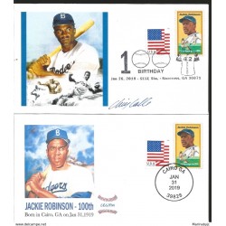 J) 2019 UNITED STATES, BASEBALL, 100th BIRTHDAY SPECIAL CANCELLATION, JACKIE ROBINSON, SET OF 2 FDC 