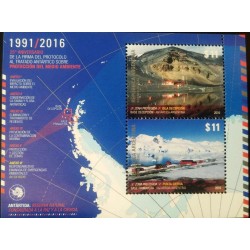 V) 2016 ARGENTINA, 25 ANNIVERSARY OF THE PROTOCOL SIGNATURE TO THE ANTARCTIC TREATY ON PROTECTION OF THE ENVIRONMENT, MNH