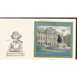 V) 1972 CARIBBEAN, 500TH ANNIVERSARY OF THE BIRTH OF NICOLAUS COPERNICUS, SOUVENIR SHEET, WITH SLOGAN CANCELATION IN BLACK, FDC