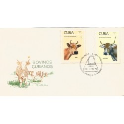 V) 1973 CARIBBEAN, CUBAN CATTLE´S, RACES, JERSEY, SWISS ,WITH SLOGAN CANCELATION IN BLACK, FDC 