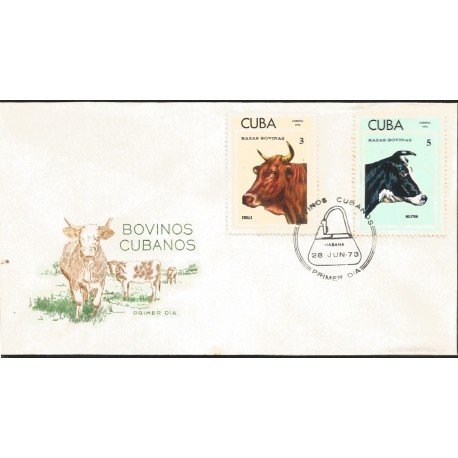 V) 1973 CARIBBEAN, CUBAN CATTLE´S, CREOLE, HOLSTEIN ,WITH SLOGAN CANCELATION IN BLACK, FDC 