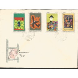 V) 1969 CARIBBEAN, NATIONAL FILM INDUSTRY, ICAIC, 10TH ANNIVERSARY, POSTER, DOCUMENTARIES, CARTOONS, CANCELLATION IN BLACK, FDC