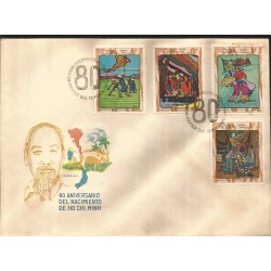 V) 1970 CARIBBEAN, 80 ANNIVERSARY OF THE BIRTH OF HO CHI MINH, PRESIDENT OF NORTH VIET NAM, CANCELLATION IN BLACK, FDC