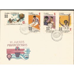 V) 1971 CARIBBEAN, 6TH PAN AMERICAN GAMES, CALI, COLOMBIA, WATER POLO, GYMNASTICS, BOXING, WITH SLOGAN CANCELATION IN BLACK, FDC