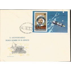 V) 1971 CARIBBEAN, MANNED SPACE FLIGHT 10TH ANNIVERSARY, SOUVENIR SHEET IMPERFORATED, HAS SIMULATED PERF, FDC