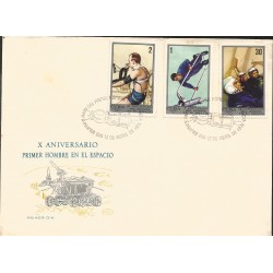 V) 1971 CARIBBEAN, MANNED SPACE FLIGHT 10TH ANNIVERSARY, COSMONAUTS IN TRAINING, WITH SLOGAN CANCELATION IN BLACK, FDC