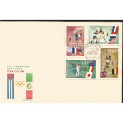 V) 1968 CARIBBEAN, 19TH SUMMER OLYMPICS, MEXICO CITY, WOMEN’S BASKETBALL, WITH SLOGAN CANCELATION IN BLACK, FDC