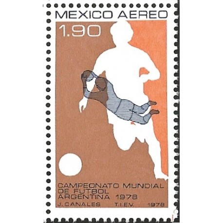 J) 1978 MEXICO, 11TH WORLD CUP SOCCER CHAMPIONSHIP ARGENTINA, JUNE 1-25, GOALKEEPER CATCHING BALL, SCOTT C566, MN 