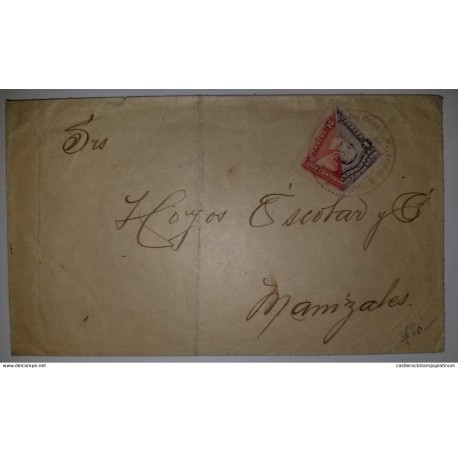 O) 1917 COLOMBIA, BISECT - SANTANDER SC 342 4c, BISECT NARIÑO SC 341 2c, TO MANIZALES, XF