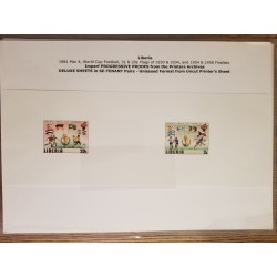 O) 1981 LIBERIA, IMPERFORATE PROGRESSIVE PROOFS - WORLD CUP SOCCER CHAMPIONSHIPS 1930 AND 1934 - 1954 AND 1958 FINALIST