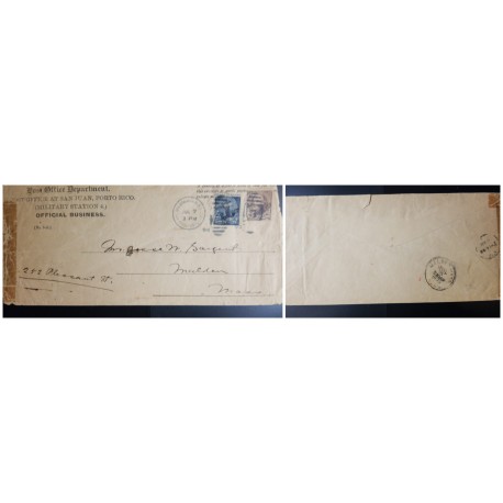 O) 1899 PHILIPPINES, PENALTY . PRIVATE - POST OFFICE - MILITARY STATION - OFFICIAL BUSINES,  ULYSSES GRANT 5c, WEBSTER 10c, XF