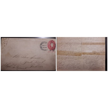 O) 1900 CIRCA- PHILIPPINES - USS OCCUPATION, COMPLETE LETTER, WASHINGTON 2c POSTAL STATIONERY - STATIONARY, TO INDIANA