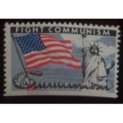 O) UNITED STATES - USA, CINDERELLA - AMERICAN HISTORICAL PATRIOTIC MILITARY - FLAG AND LIBERTY STATUE . FIGHT COMMUNISM, XF