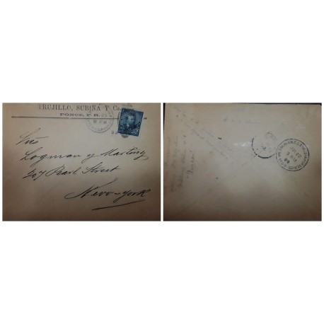 O) 1889 PUERTO RICO - PORTO RICO - US OCCUPATION, ULYSSES GRANT 5c, MILITARY STATION, FROM PONCE P.R TO NEW YORK