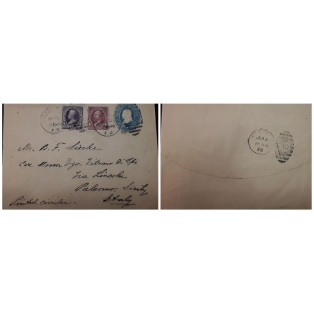 O) 1898 UNITED STATES - USA, JACKSON 3c, GARFIELD 6c, POSTAL STATIONERY - STATIONARY, CHICAGO, IL TO ITALY, PRINTED MATTER RATE