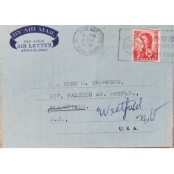 J) 1959 HONG KONK, QUEEN ELIZABETH II, AEROGRAMME, AIRMAIL, CIRCULATED COVER, FROM HONG KONG TO USA