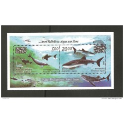 RO) 2009 PHILIPPINES, JOINT ISSUE WITH INDIA,  GANGETIC DOLPHIN, WHALE SHARK  BUTANDING, MARINE LIFE, MNH