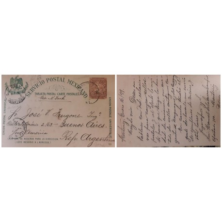 O) 1899 MEXICO, LETTER CARRIER 3c, FROM NUEVO LAREDO, VIA NEW YORK TO ARGENTINA, POSTAL STATIONERY - STATIONARY