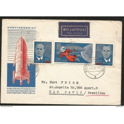 J) 1965 GERMANY, COSMONAL VISIT IN THE GERMAN DEMOCRATIC REPUBLIC, SATELLITE, ASTRONAUTS, AIRMAIL, CIRCULATED COVER