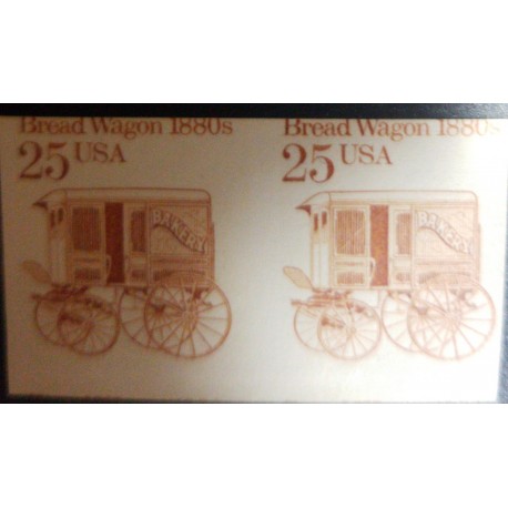 O) 1985 UNITED STATES - USA, IMPERFORATE PAIR, OLD CAR - TRANSPORTATION COILS -BREAD WAGON BY 1880 - SC 2136a, MNH