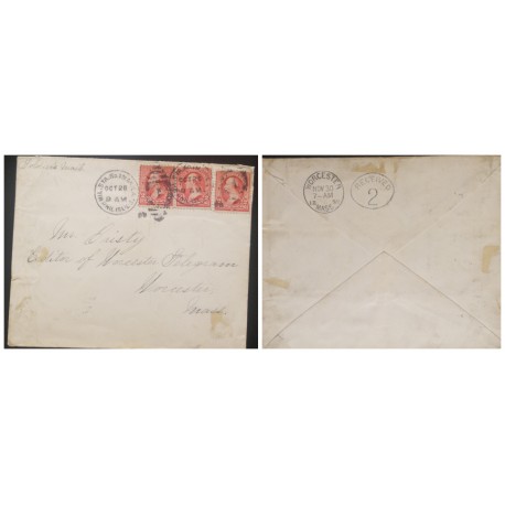 O) 1899 PHILIPPINES ISL´DS, US OCCUPATION, MILITARY STATION, WORCESTER MASS RECEIVED, XF