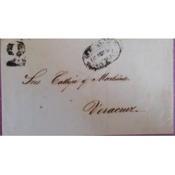 J) 1858 MEXICO, 2 REALES, OVAL CANCELLATION, CIRCULATED COVER, FROM MEXICO TO VERACRUZ