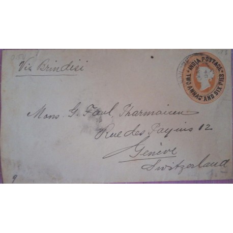 J) 1924 INDIA, POSTAL STATIONARY, INDIA POSTAGE, TWO ANNAS AND SIX PIES, AIRMAIL, CIRCULATED COVER