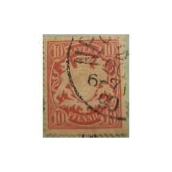 O) 1881 CIRCA BAVARIA, GERMANY, COAT OF ARMS EMBOSSED 10pf, SCV 9.99, LIGHTLY THIN, XF