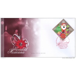 G) 2013 MEXICO, SANTACLAUS-GIFTS-NOCHE BUENA FLOWER-CANDLES, MEXICAN CHRISTMAS, FDC, XF