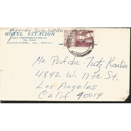 J) 1956 MEXICO, CU MODERN ARCHITECTURE, AIRMAIL, CIRCULATED COVER, FROM GUADALAJARA TO CALIFORNIA