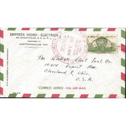 J) 1953 MEXICO, PYRAMID OF THE SUN, CIRCULAR CANCELLATION RED, AIRMAIL, CIRCULATED COVER, FROM VERACRUZ TO USA