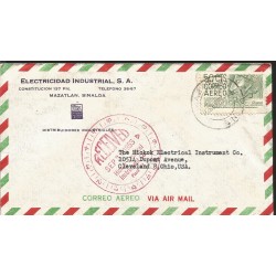 J) 1953 MEXICO, CHIAPAS ARCHEOLOGY, CIRCULAR CANCELLATION RED, AIRMAIL, CIRCULATED COVER, FROM MAZATLAN TO USA
