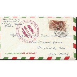 J) 1948 MEXICO, SYMBOL OF FLIGHT, CIRCULAR CANCELLATION RED, AIRMAIL, CIRCULATED COVER, FROM MEXICO TO USA