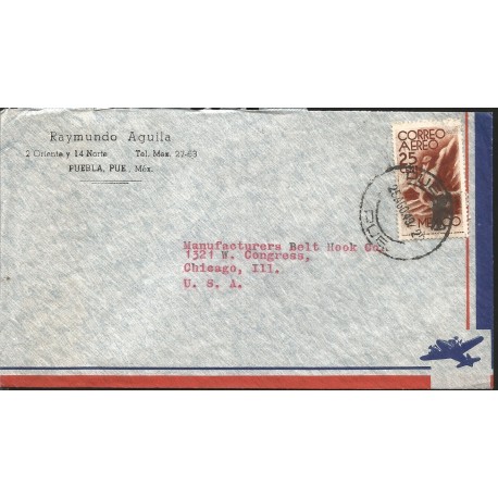 J) 1949 MEXICO, SYMBOL OF FLIGHT, AIRMAIL, CIRCULATED COVER, FROM MEXICO TO USA