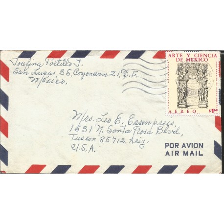 J) 1975 MEXICO, ART AND SCIENCE OF MEXICO, PROTOMEDICO OF THE NEW SPAIN, AIRMAIL, CIRCULATED COVER, FROM MEXICO TO USA