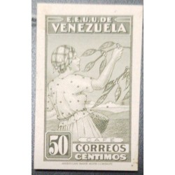 O) 1938 VENEZUELA, DIEE PROOF, GATHERING COFFEE BEANS, SC 337 50c, AMERICAN BANK NOTE, XF