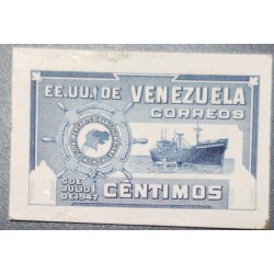 O) 1948 VENEZUELA, DIE PROOF, M.S. REPUBLICA DE VENEZUELA, GRAN COLOMBIAN MERCHANT FLEET, AMERICAN BANK NOTE, XF