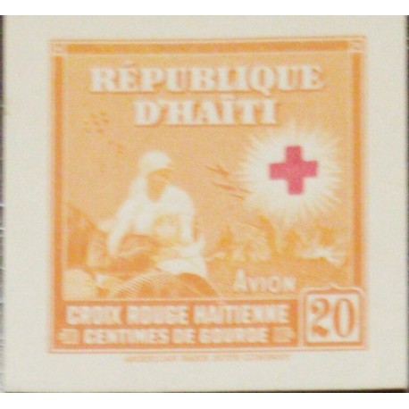 O) 1945 HAITI, PROOF, RED CROSS, NURSE AND WOUNDED SOLDIER ON BATTLEFIED ISSUE, ADDITIONAL AVION 20c, XF