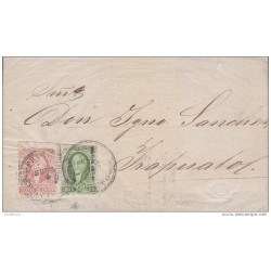 J) 1856 MEXICO, 4 R-2 R, NICE COMBINATION, AIRMAIL, CIRCULATED COVER FROM GUANAJUATO TO IRAPUATO, XF