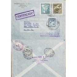 J) 1939 CHILE, AIRPLANE, AIRMAIL, REGISTERED AND CERTIFICATED, MULTIPLE STAMPS, AIRMAIL