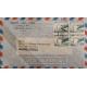 J) 1957 CHILE, TOWER AND AIRPLANE, BLOCK OF 4, MULTIPLE STAMPS, AIRMAIL, CIRCULATED COVER, FROM CHILE TO NEW YORK