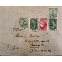 J) 1941 CHILE, CAMILO ENRIQUEZ, ANTOFAGASTA SINGLE RATE, MULTIPLE STAMPS, AIRMAIL, CIRCULATED COVER, FROM CHILE TO ARGENTINA