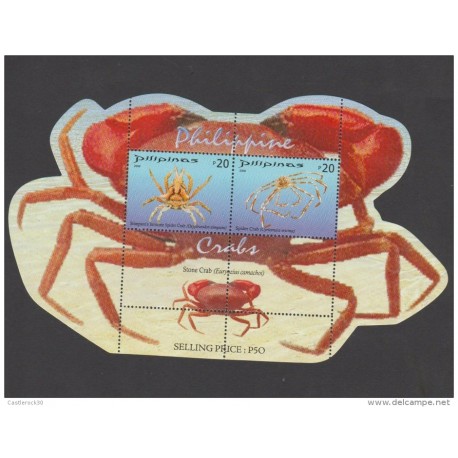 O) 2008 PHILIPPINES, ODD SHAPE,  CRAB - CRUSTACEAN, INSECT SPIDERS, MNH