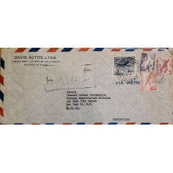 J) 1960 CHILE, AIRPLANE, REGISTERED, MULTIPLE STAMPS, AIRMAIL, CIRCULATED COVER, FROM CHILE TO USA