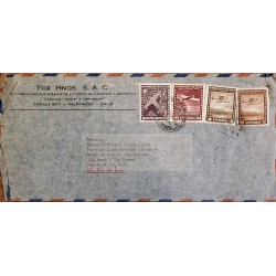 J) 1956 CHILE, AIRPLANE, MULTIPLE STAMPS, AIRMAIL, CIRCULATED COVER, FROM VALPARAISO TO NEW YORK