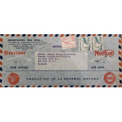 J) 1956 CHILE, AIRPLANE, GENERAL MOTORS CORPORATION, FIRESTONE, REGISTERED AND CERTIFICATED, MULTIPLE STAMPS