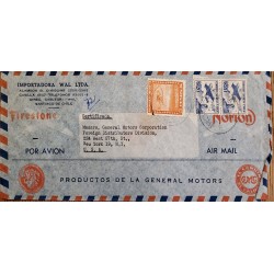 J) 1956 CHILE, AIRPLANE, GENERAL MOTORS CORPORATION, FIRESTONE, REGISTERED AND CERTIFICATED, MULTIPLE STAMPS