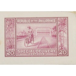 O) 1947 PHILIPPINES, REPUBLIC, MANILA POST   OFFICE AND MESSENGER SC E11 20c, SPECIAL DELIVERY, XF