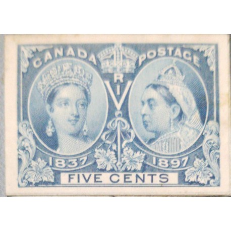 O) 1897 CANADA, DIE PROOF, QUEEN VICTORIA 1837 AND QUEEN VICTORIA 1897 SC 54 5c, XF