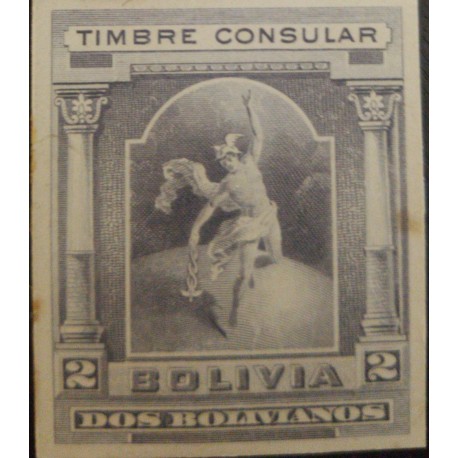 J) 1920 BOLIVIA, CONSULAR STAMP, AMERICAK BANK NOTE, DIE PROOF, IMPERFORATED